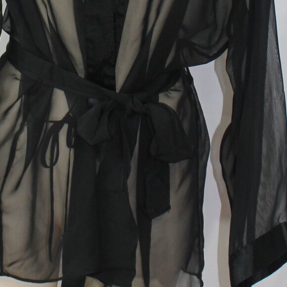 Marilyn Monroe by Warner's Womens  Black Sheet Dragon Embroidered Robe sz Medium - Picture 4 of 9